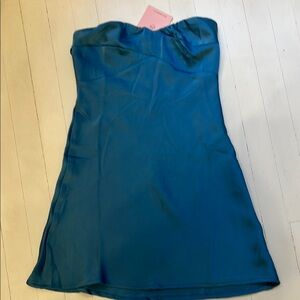 Elegant Blue Strapless Dress